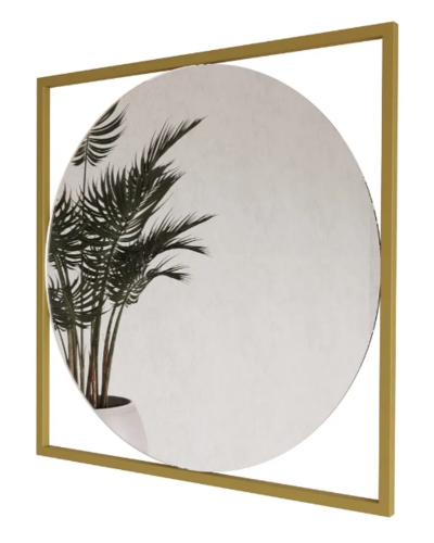 Дизайнерское настенное зеркало Glass Memory Image в металлической раме золотого цвета