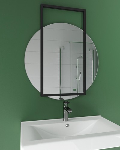 Дизайнерское настенное зеркало Glass Memory Terraform в металлической раме черного цвета
